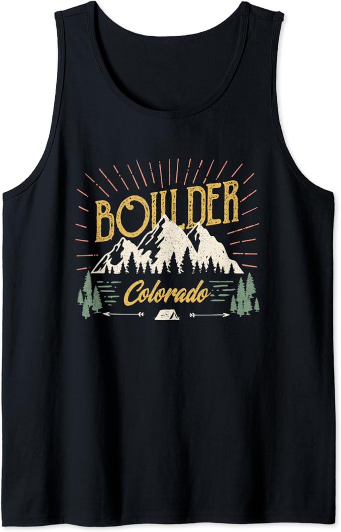 Mountains Boulder Colorado Tshirt Boulder CO Tank Top Clothing, Shoes & Jewelry